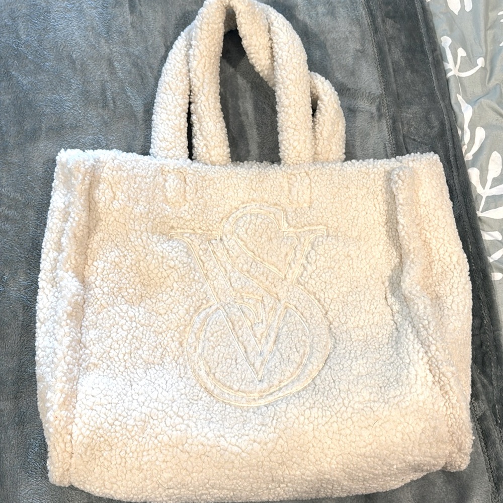 Victoria Secret teddy bear tote bag/ crème